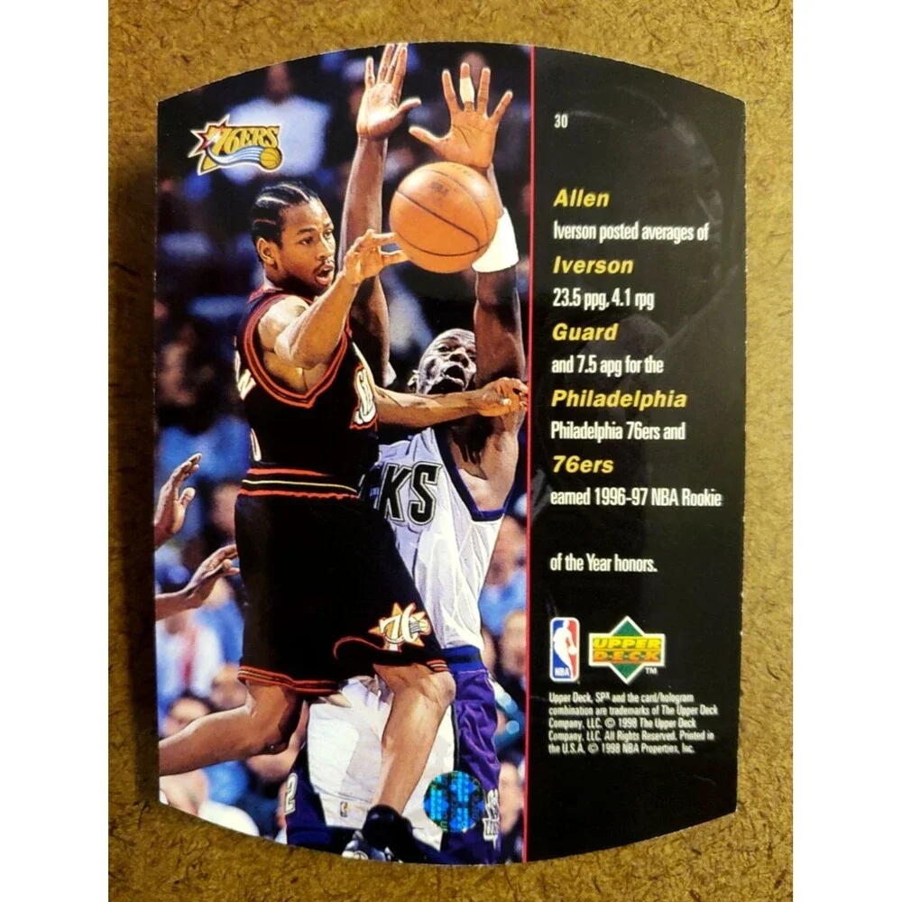 1997-1998 Upper Deck SPx ALLEN IVERSON NBA Die-Cut Basketball Card #30 76ERS HOF